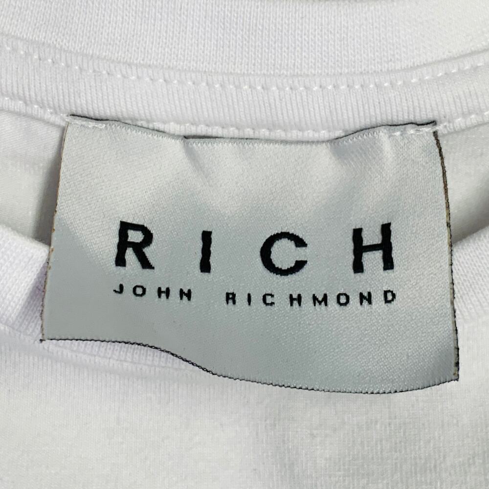 JOHN RICHMOND Size XS White Multi Color Cotton Blend David Bowie Print T-Shirt - Picture 5 of 7